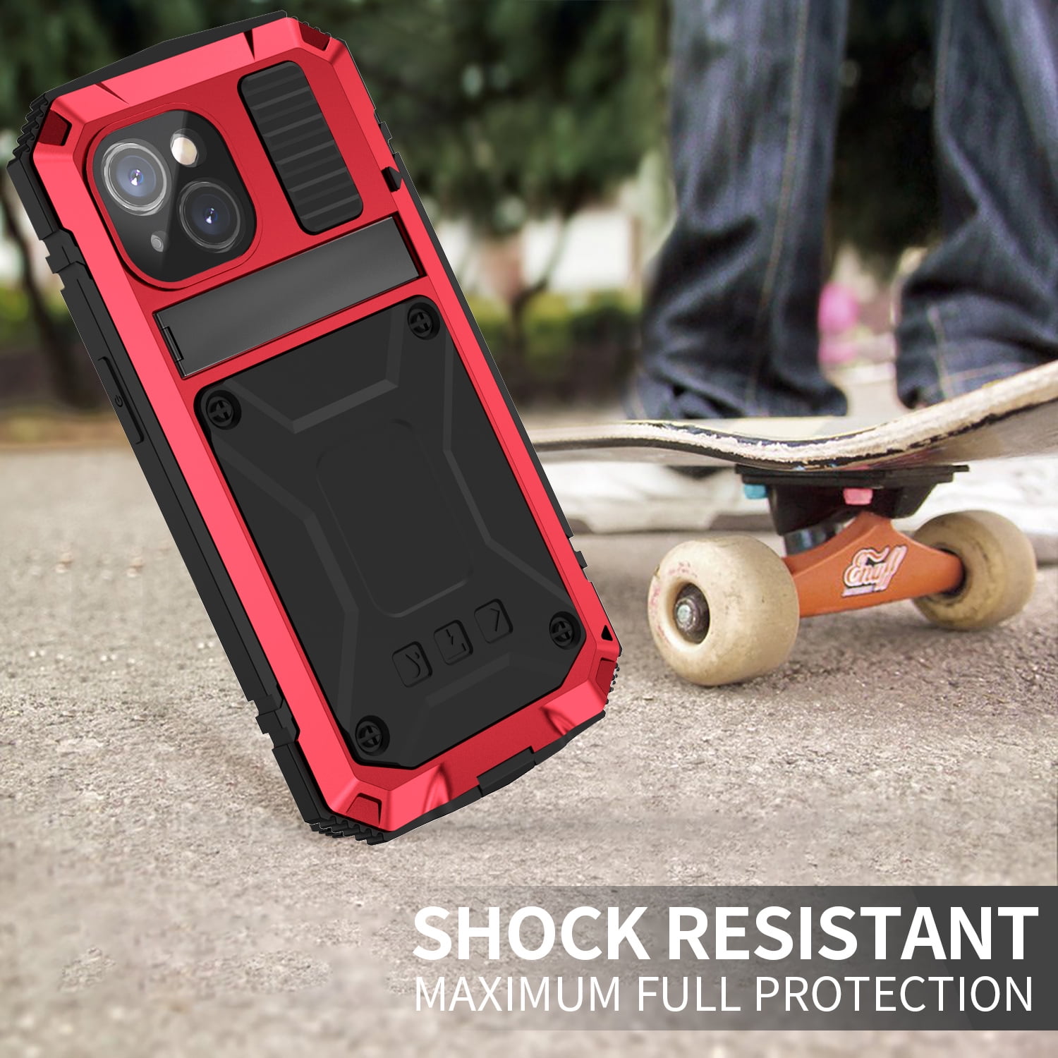 for iPhone 13 Armor Cover Case with Screen Protector, with Built-in 360° Rotate Ring Stand Heavy Duty Protection Cover Case for Apple iPhone 13, Red