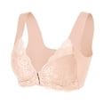 thumbnail image 4 of Front Closure Floral Lace Bra For Women Bralette Padded Wireless Bra Back Smoothing Bras Push up Thin Soft Bra M-8XL Plus Size, 4 of 8
