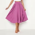 thumbnail image 5 of Ygbgbb Women's Crinkled Maxi Skirt Elastic Waist Flowy A-Line Long Skirt Lightweight Summer Casual Pleated Skirt for Vacation and Daily Wear Hot Pink Free Size, 5 of 9