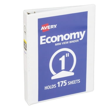 Avery Mini Economy View 3 Ring Binder, 1" Round Rings, White