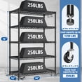 thumbnail image 2 of TrumanPick 5 Tier Metal Storage Shelves, Heavy Duty Garage Shelving Unit with Wheels for Pantry Kitchen Closet, Wire Shelf Capacity for1250 lbs, 36"W x 16"D x 76"H, Black, 2 of 8