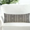 thumbnail image 6 of Ox Bay Ava 14" x 36" Gray Boho Striped Cotton Adult Decorative Lumbar Throw Pillow, 6 of 7