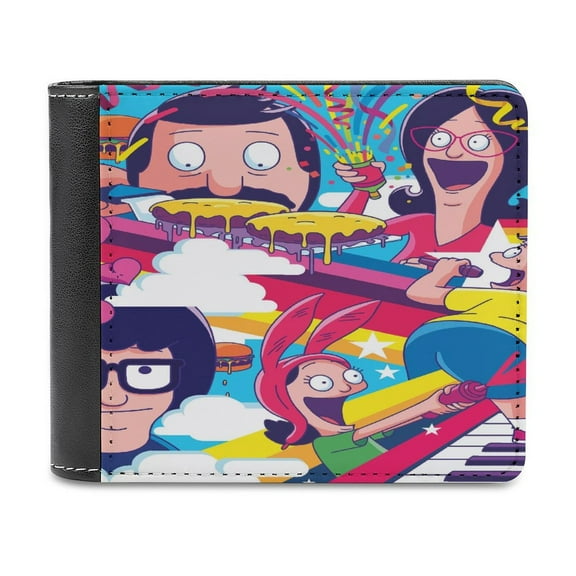 Bob's Burgers Wallet, Anime Leather Wallet Mens Wallets Manga Slim Durable Bifold Wallets