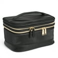 thumbnail image 3 of Modella Dual Zipper Cosmetic Bag for Makeup & Accessories, Black, 3 of 5