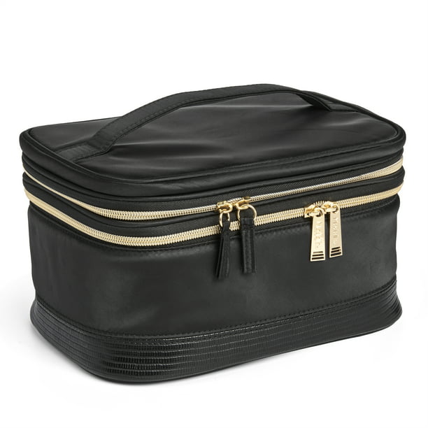 Modella Dual Zipper Cosmetic Bag for Makeup & Accessories, Black ...
