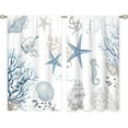 thumbnail image 6 of Blue Ocean Beach Kitchen Curtains Nautical Coastal Starfish Seashell Small Window Treatment Underwater Cafe Short Window Curtains for Bathroom Dining Room Blue Sea Treatment Drape 27.5x39 inch, 6 of 6