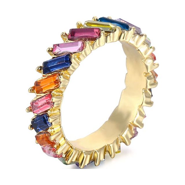 VG 6YM-Anillo de arcoíris de alta calidad para mujer, anillo de compromiso cúbico, anillo de colores Eternity, accesorios de joyería para mujer, venta al por mayor, 2021
