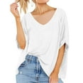 thumbnail image 3 of Mittory Women's Oversized T Shirts V Neck Short Sleeve Summer Casual Loose Tops Tees, 3 of 7