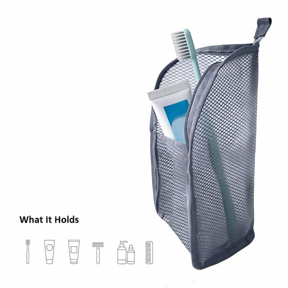 Hanging Travel Toiletry Bag Stand-Up Makeup Brush Organizer with Zipper Waterproof Travel Cosmetic Bag for Toiletries Portable Travel Organizer for Bathroom Camping Hotel Use