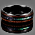 thumbnail image 2 of 8mm Hawaiian Koa Wood Tungsten Rings Dome Abalone Shell/Blue Center Wedding Bands for Men Women Comfort Fit Size 7 to 14, 2 of 6