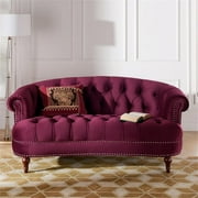 3 Piece La Rosa Chesterfield Tufted Velvet Sofa Set in Burgundy Red