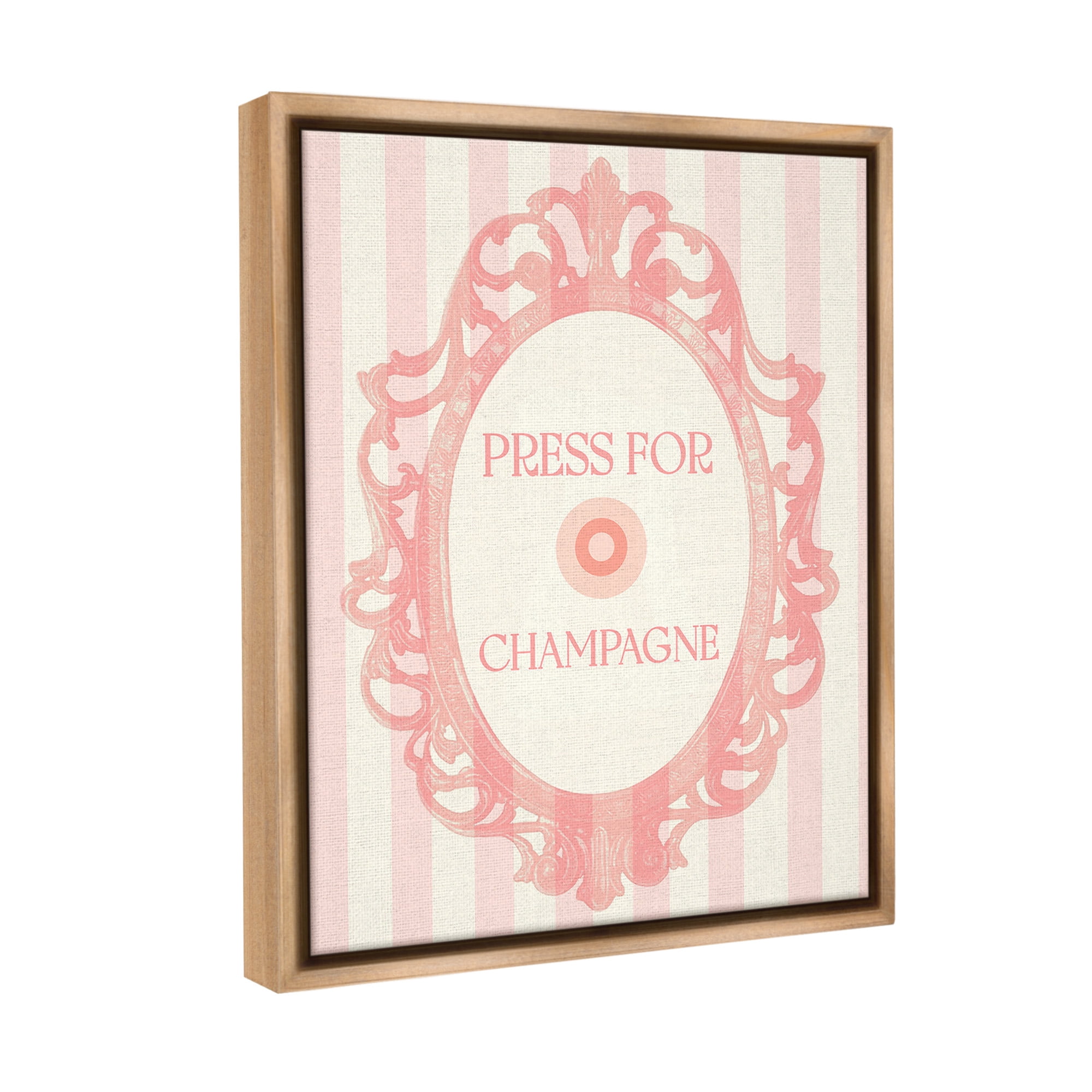 Stupell Industries Champagne Button on Stripes Food & Beverage Painting Brown Floater Framed Canvas Art Print Wall Art, 25 x 31