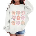 thumbnail image 1 of MEZZALL Chandail en Molleton Graphique pour Enfants Fille Col Rond Manches Longues Imprimé Floral, Blanc, 10-11 Ans, 1 of 4