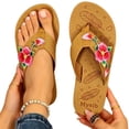 thumbnail image 3 of Sandals For Women,Women's Summer Embroidered Flip Flop Sandals Thick Sole Beach Thong Slippers,Light Brown,41, 3 of 6