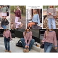 thumbnail image 3 of BTFBM Women's Lightweight Oversized Striped Sweater | Soft Knit Cozy Sweaters, Crew Neck Long Sleeve Pullover, y2k Color Block, Casual Holiday Outfits, Winter Fall Clothes, 3 of 8