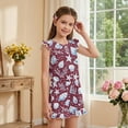 thumbnail image 4 of ZIATUBLES Red Seashell Starfish Print Girls Summer Romper Ruffle Cap Sleeves One-Piece Short Jumpsuit Soft Comfort Kids Casual Playsuit with Pockets for 5-6 Y, 4 of 6