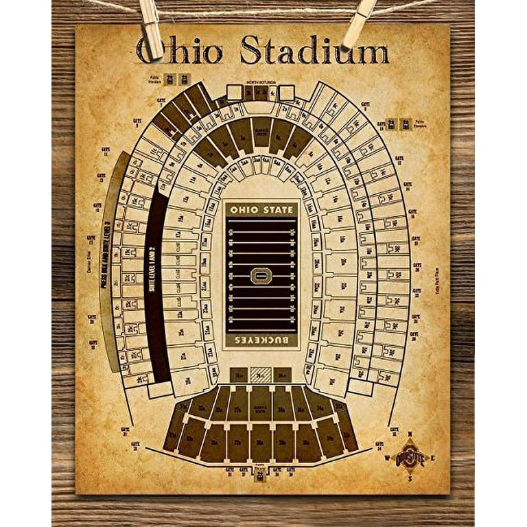 Ohio Stadium Football Seating Chart Art Print 11x14 Unframed Great Sports Bar Decor And Gift For Fans Com