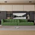 thumbnail image 2 of 110'' Modular Sectional Sofa Legless Design Couch with Chaise, Chenille Fabric L-Shaped Upholstered Sofa Couches, Modern Free Combination Living Room Sofa Sets, Green, 2 of 9