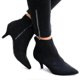 thumbnail image 2 of ZHAOCHENG Botines con cremallera y tacón bajo de aguja para mujer, puntera en punta, color negro TA40, 2 of 3