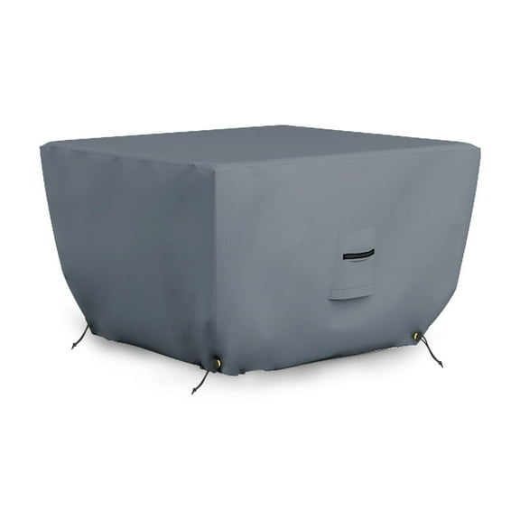 Covers&All Outdoor Square Fire Pit Cover, 12 Oz Waterproof, UV & Weather Resistant for Patio Lawn Garden Backyard Outside, with Drawstrings (30" L x 30" W x 12" H, Grey)