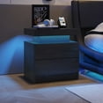 thumbnail image 2 of Nightstand with LED Light, Paproos Modern Nightstand with 2 Drawers, 19"W Wide Bedside Table, End Table Side Table for Bedroom Living Room, Black, 2 of 10