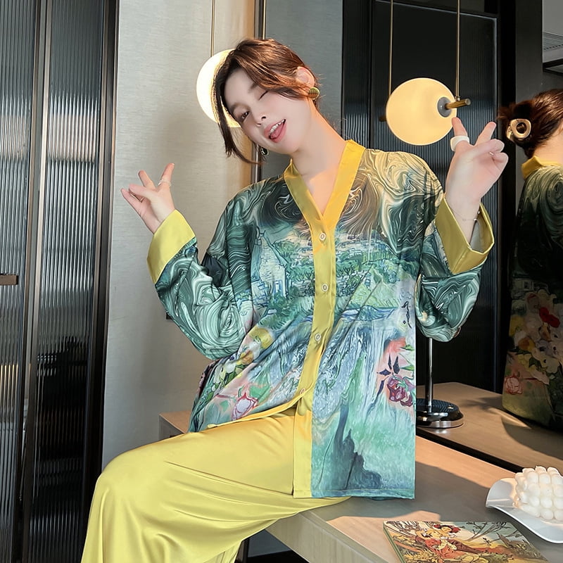 Printed pajama set womens hotsell