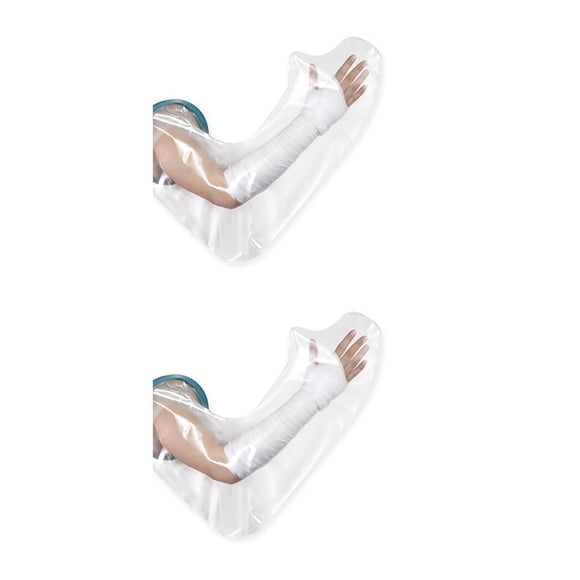 Vogacara Cubierta fundida para ducha a prueba de agua, Protector de yeso para heridas en la yema del dedo del codo, suministros de protección Brazo largo 2piezas