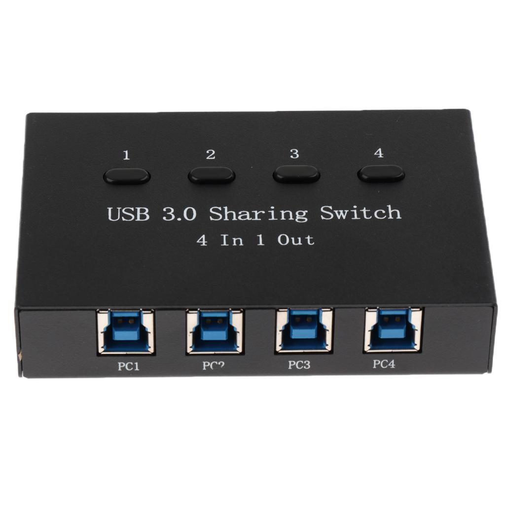 USB Sharing Switch Printer Switch Adapter KVM Switch Hub with 4 Ports USB 3.0 for PC Computers Scanners