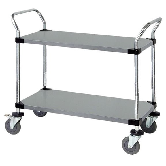 Quantum Storage WRSC-1848-2SS Stainless Steel Utility Cart, 2 Solid Shelves - 18 x 48 x 37.5 in.