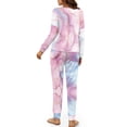 thumbnail image 3 of SCRAWLGOD Marble Print Pink Blue Women's Pajama Sets Long Sleeve Pullover Top and Full-Length Bottom with Pockets Drawstring, Soft Lounge Set Pockets Two Piece Outfits, M, 3 of 7