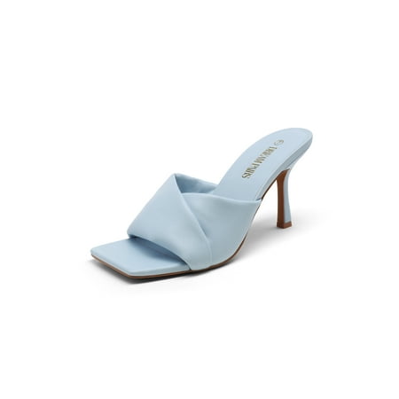 

Women’s High Stilettos Heels Mules Open Square Toe Slip On Comfort Dress Pumps Sandals Evening Party Prom Dance Shoes Baby Blue Size 5 SDHS2211W Women‘s Footwear