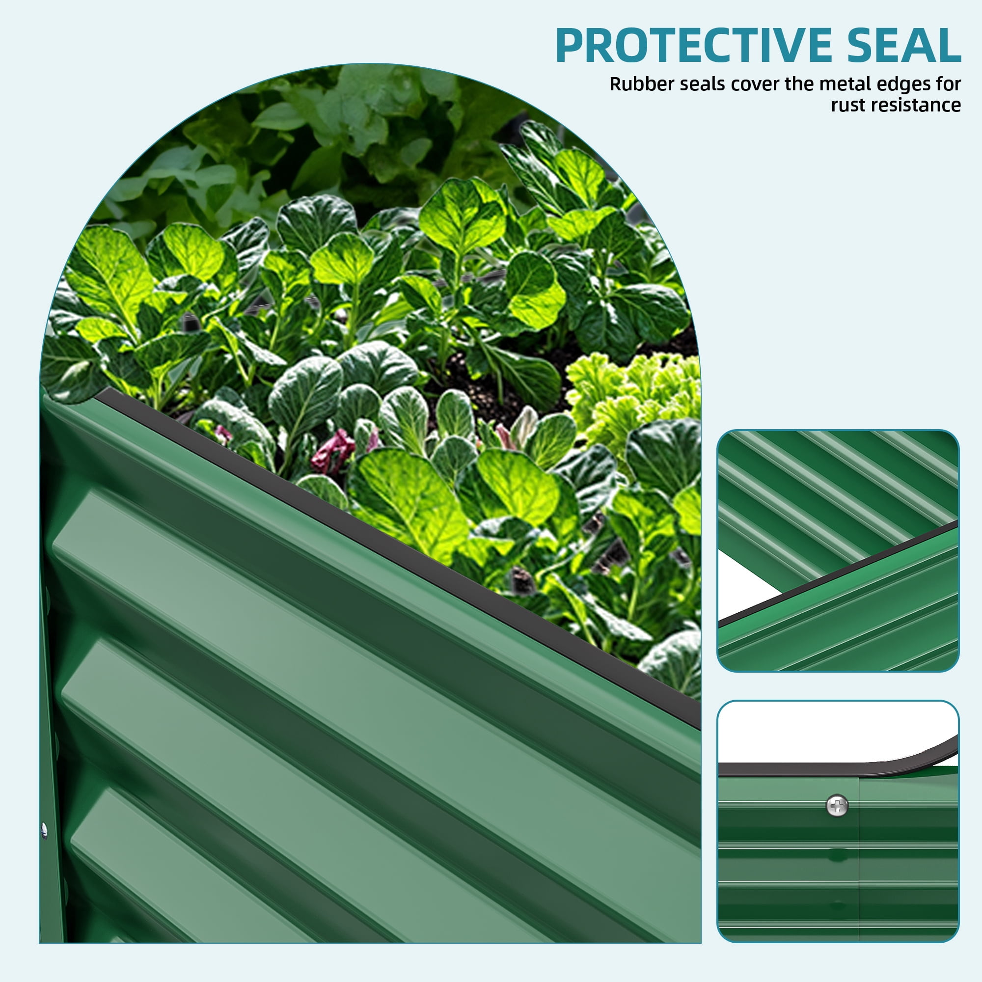 Uforic 2 Pack 8x4x1.5 ft Green Galvanized Raised Garden Bed Kit, Metal Planter Box with Gloves, Ground Nails & Support Rod, Outdoor Above-Ground Planter for Plants, Vegetables, and Flowers