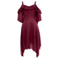 thumbnail image 3 of ersvoioy Womens Gothic Off Shoulder Midi Dress Cold Shoulder Ruffle Sleeve Button Down Asymmetrical Tunic Gown with Choker Detail Soft for Halloween Party Cosplay and Alternative Fashion Events, 3 of 4