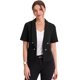 thumbnail image 1 of Cárdigan informal con cuello chal y parte delantera abierta para mujer, chaqueta de traje de oficina de trabajo de manga corta Negro XL, 1 of 6