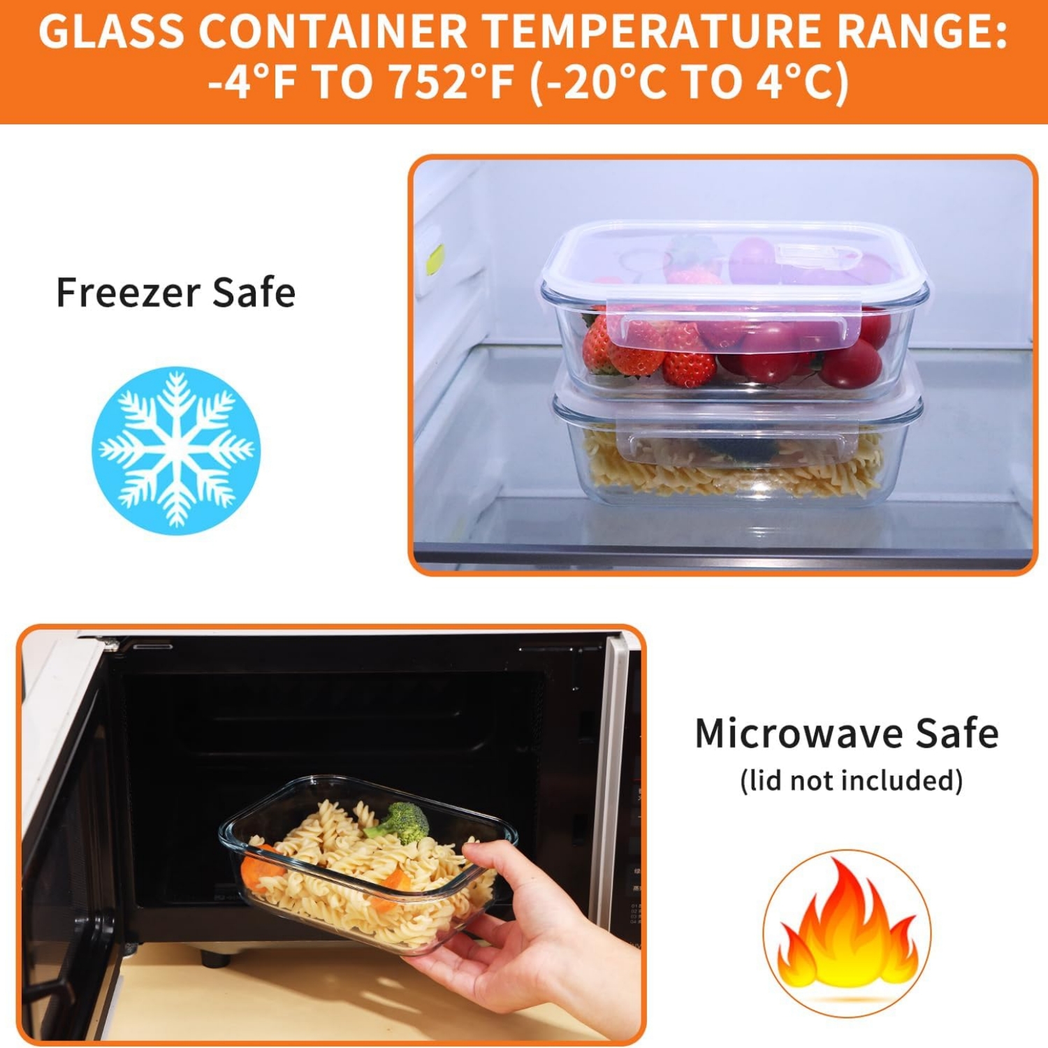 4 Pcs Glass Meal Prep Containers with Lids 14 oz Food Storage Containers Airtight Lunch Container Food Container for Home/Travel,Dishwahser, Microwave, Oven and Freezer Safe,Topboutique