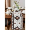 thumbnail image 2 of Brown Beige Boho Burlap Cotton Table Runner 14x72 Inches Long, Vintage Ethnic Tribal Southwestern Farmhouse Table Runners, Outdoor Dining Tablecloths Decor for Baby Shower/Party/Wedding, 2 of 6