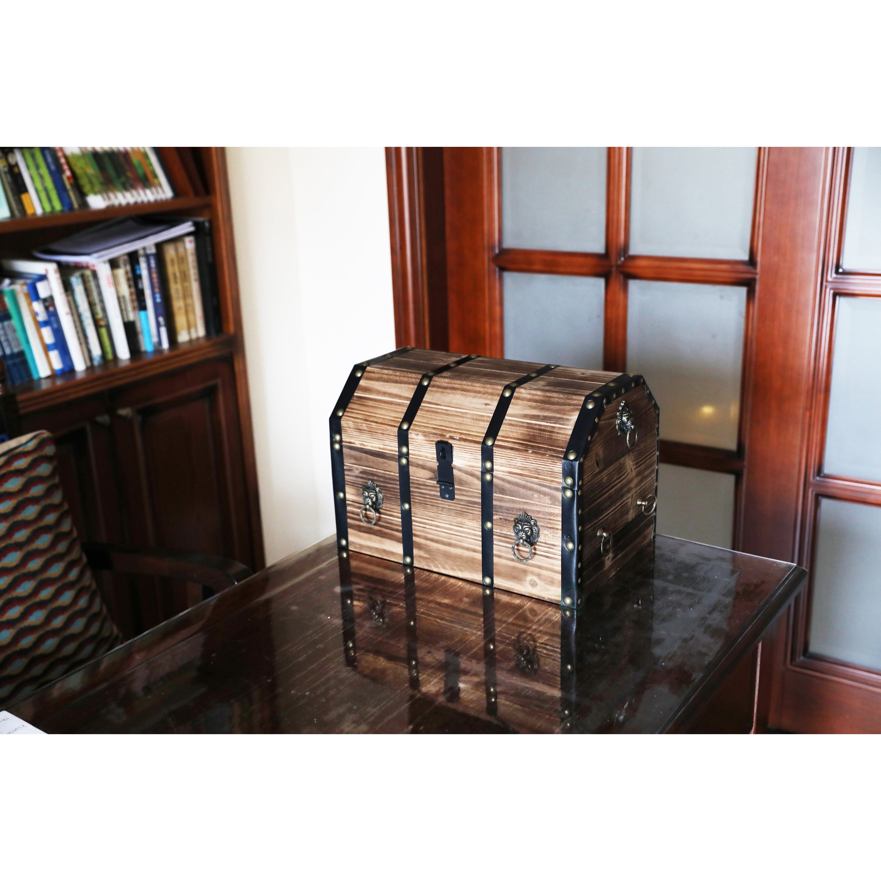 Buy Wholesale QI003319L Large Wooden Decorative Lion Rings Pirate Trunk  with Lockable Latch and Lock