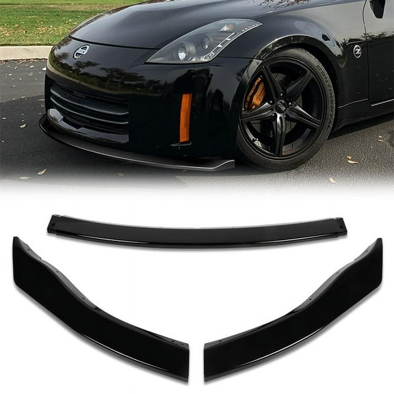 For 2006-2009 Nissan 350Z Z33 GT-Style Painted Black Front Bumper Spoiler Lip