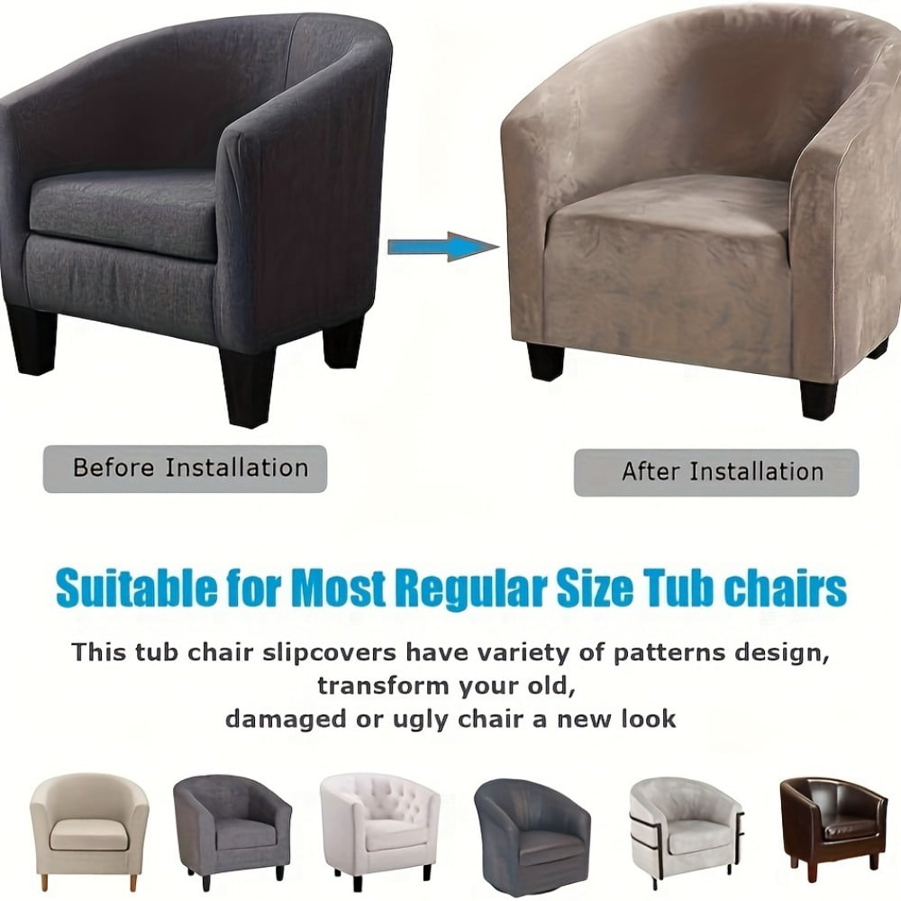 AIGIA Velvet Tub Chair Covers for Armchairs Club Chair Slipcover Wing Back Covers High Stretch Sofa Covers for Living Room