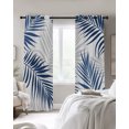 thumbnail image 5 of Navy Palm Leaves Blackout Curtains Light Blocking Print Window Curtains, Summer Tropical Botanical Leaf Gray Thermal Insulated Window Drapes for Living Room Kitchen Cafe (2 Panels, 104"W x 84"L), 5 of 8