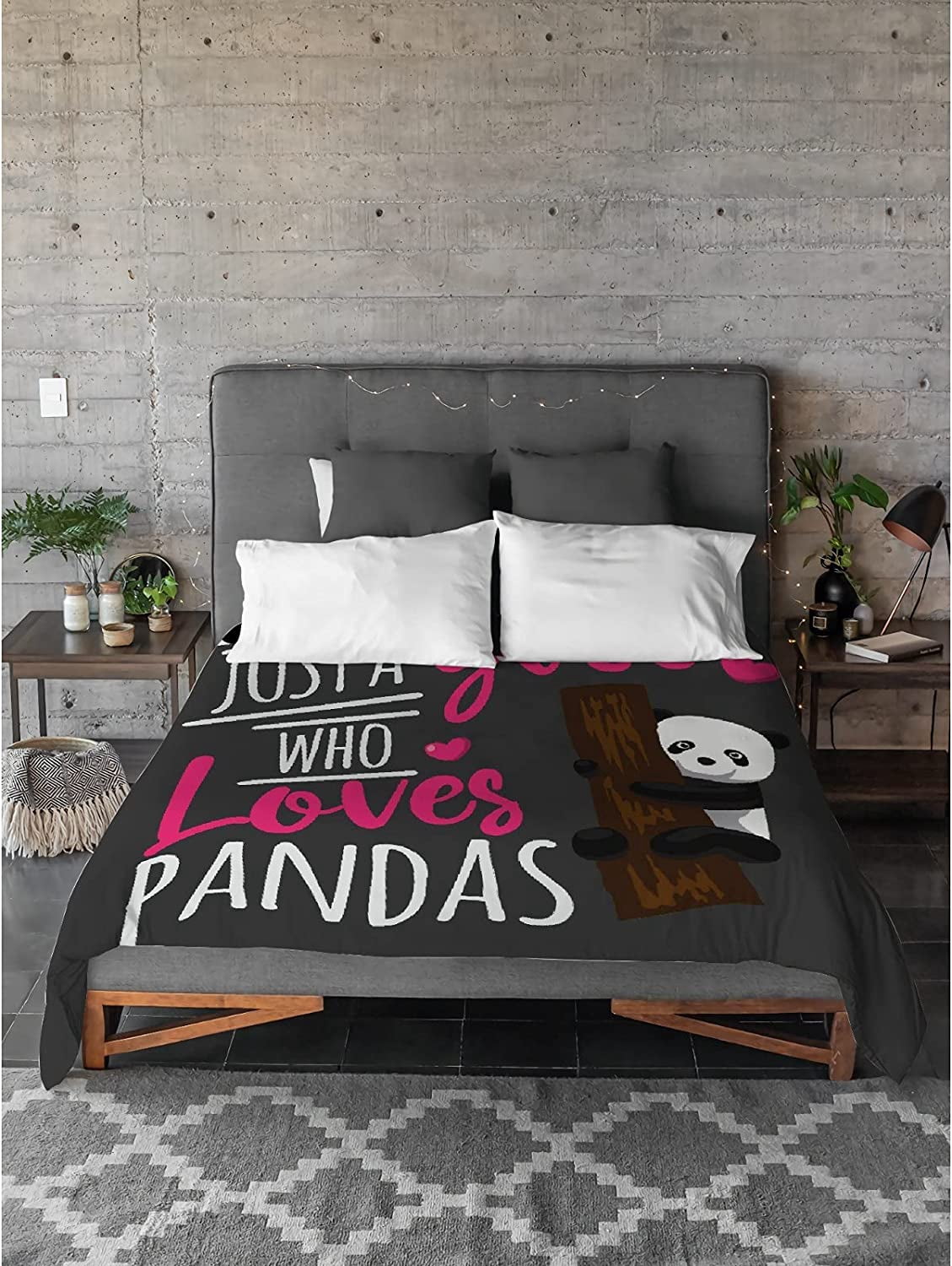Just A Girl Who Loves Panda Blanket,Flannel Throw Blanket Ultra Soft Micro Lightweight Flannel Blanket Bed Couch Living Room All-Season 80"x60"