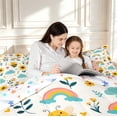 thumbnail image 4 of Erosebridal Cartoon Bee Twin Comforter Sets,Elegant Flower Bedding Set,White Blue,Colorful Stars Reversible,2pcs,1 Comforter and 1 Pillowcase, 4 of 7