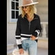 thumbnail image 4 of Suéter de Punto para Mujer, Suéter Extragrande con Media Cremallera y Larga, Sudadera con Capucha y Cremallera de un Cuarto, Otoño Negro L, 4 of 10