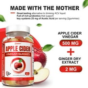 Zammex ACV Gummies, Organic Apple Cider Vinegar Gummies 500mg, Stomach Fat Burner, Keto Gummies, 60 Counts