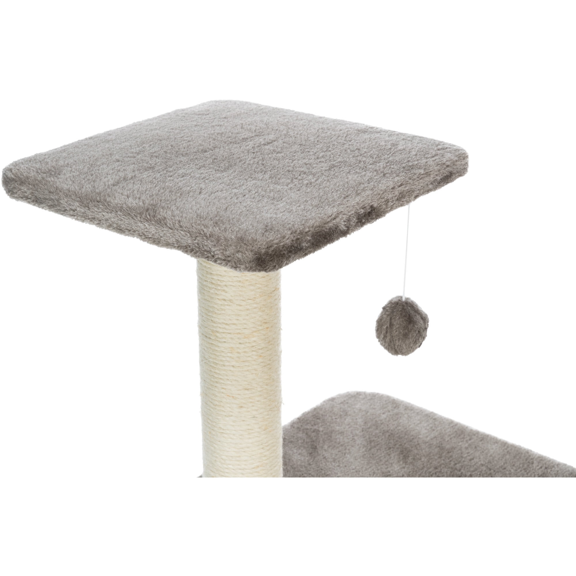 TRIXIE Altea Plush 3-Level 46.1" Cat Tree with Sisal Scratching Posts & Cat Toy, Gray