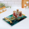 thumbnail image 5 of Iauyy Modern Square Bathroom Tray with Handles - Acrylic & Aluminum Alloy Vanity Countertop Organizer ，Greenish-blue, 5 of 7