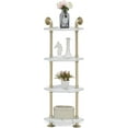 thumbnail image 4 of ivinta Corner Bookshelf with Storage, Wall Mount Pipe Shelves, White Corner Shelf Stand, Gold Metal Décor Bookcase, Modern Shelf Organizer Display Stand Rack for Bedroom, Living Room CS404WGD, 4 of 9