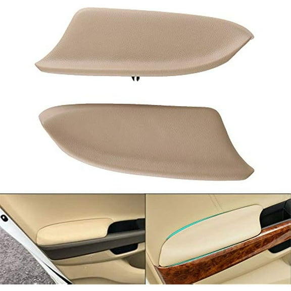 Microfiber Leather Door Panel Armrest Cover Beige For 2008-12 Honda Accord 4Door