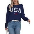 thumbnail image 2 of Sweaters for Women USA and American Flag Printed Crewneck Sweater Casual Loose Knitted Warm Pullover Sweater Shermie, 2 of 6