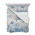 thumbnail image 7 of Quilts Twin Size Bedding Set, Blue Coastal Crabs Lightweight Quilted Comforter, Summer Vintage Ocean Sea Coral Shells Soft Reversible Bedspread Coverlet with Pillow Covers for All Season, 68" x 86", 7 of 7